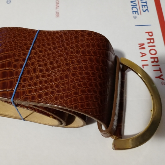 🇺🇸📿EXPRESS CROC STYLE LEATHER 🏩🎊 BELT MADE IN THE U.S.A. 3" WIDE. - Picture 3 of 14